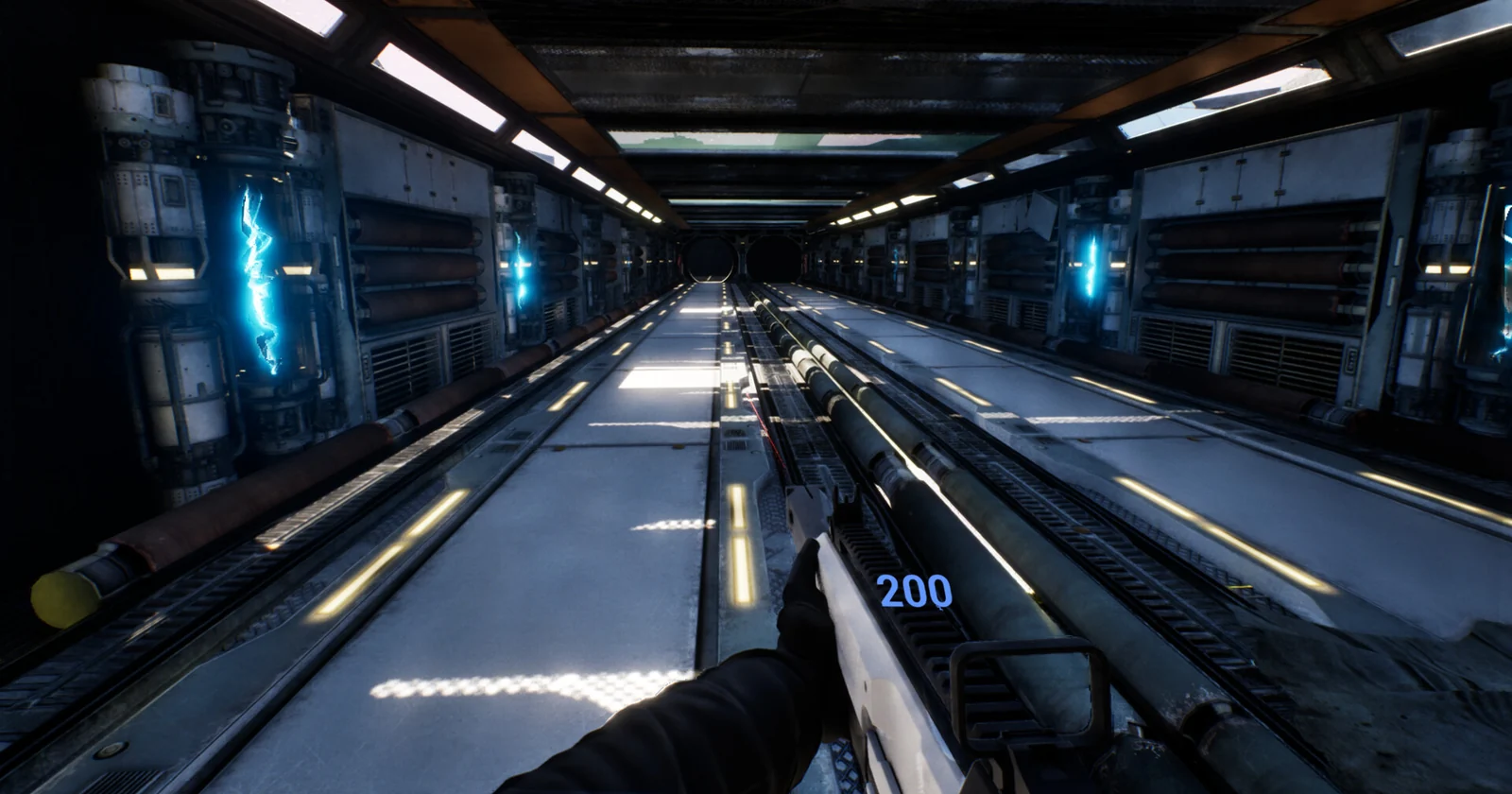 FPSCore futuristic corridor gameplay
